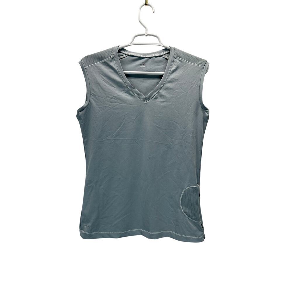 ALO Yoga Gray Stitching Zip Pocket Tank Top Large